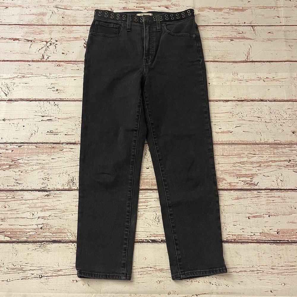 Madewell Black Straight Leg Jeans with metal eyelets